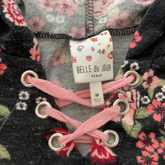 Girls medium Belle du Jour hooded floral top - Picture 2 of 5